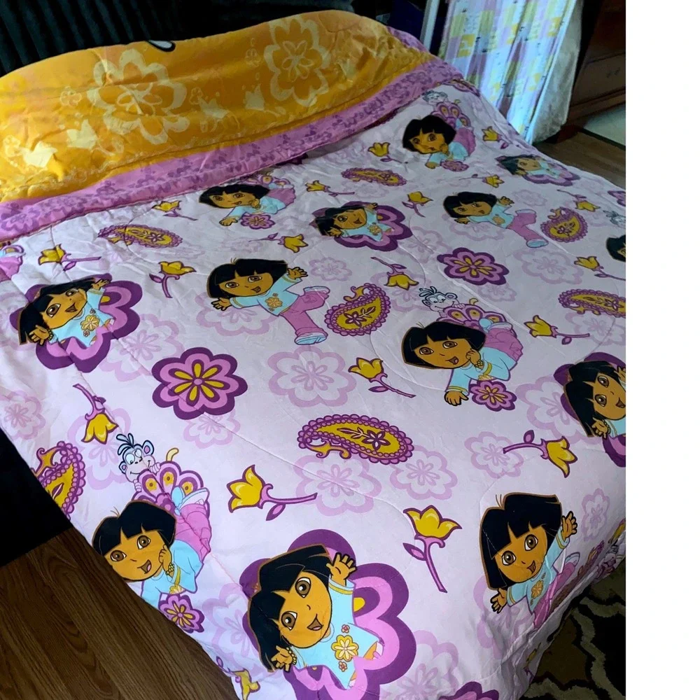 Y2K Vintage Dora The Explorer Comforter Reversible Twin Full Pink Nickelodeon